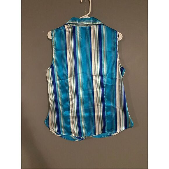 Giorgio Fiorlini Collection Chevron Print Button Up Sleeveless Top Large - Picture 4 of 4